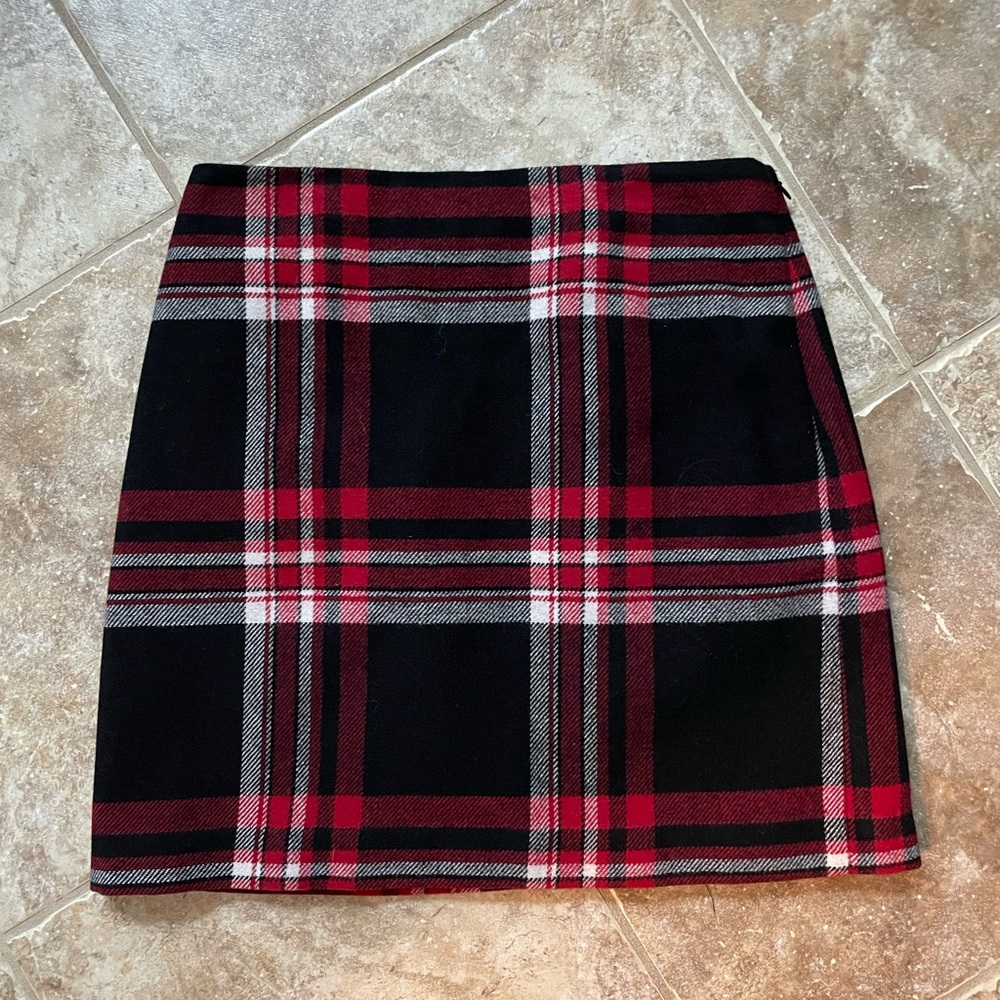 Talbots Black and Red Plaid Mini Skirt